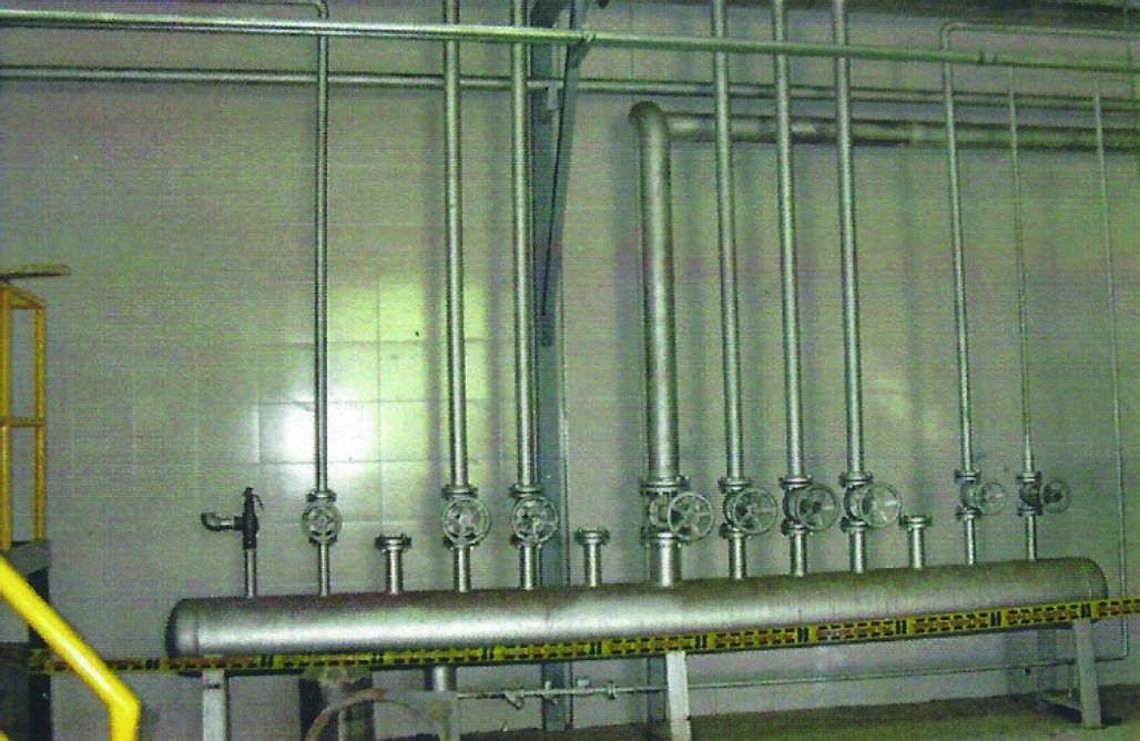 Línea de vapor en acero inoxidable instalada en planta